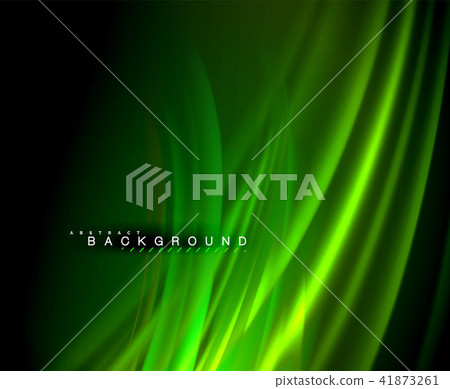 Neon glowing wave, magic energy and light motion background. Vector wallpaper template 41873261