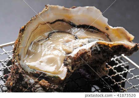 在格柵的未加工的牡蠣海鮮盤 在格柵的未加工的牡蠣海鮮盤 41873520