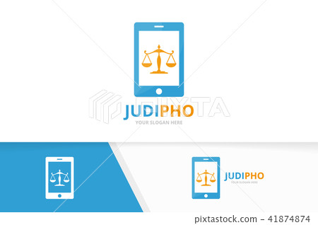 Vector libra and phone logo combination. Scales and mobile symbol or icon. Unique law and device Vector libra and phone logo combination. Scales and mobile symbol or icon. Unique law and device 41874874