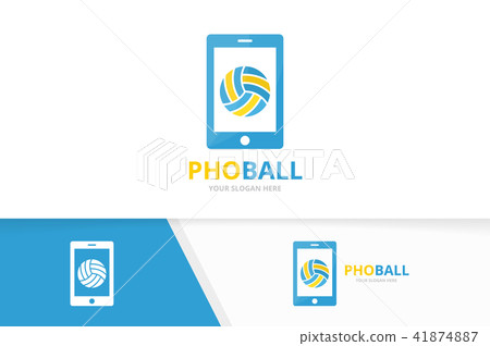 Vector volleyball and phone logo combination. Play and mobile symbol or icon. Unique ball and device Vector volleyball and phone logo combination. Play and mobile symbol or icon. Unique ball and device 41874887