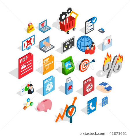 Storage icons set, isometric style - Stock Illustration [41875661] - PIXTA
