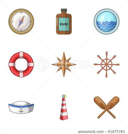 Seafarer icons set, cartoon style Seafarer icons set, cartoon style 41875765