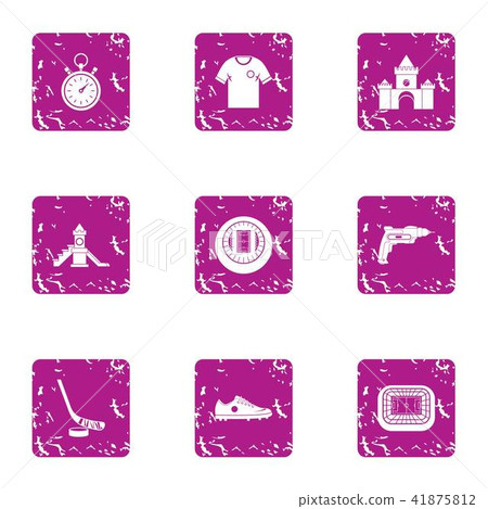 Building for children icons set, grunge style - Stock Illustration ...