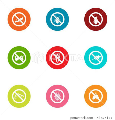 Protection from insect icons set, flat style 41876145