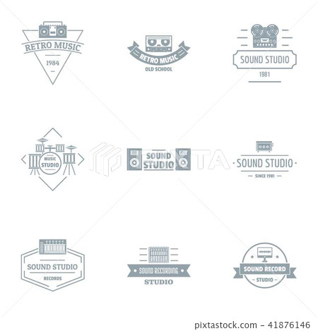 Sound studio logo set, simple style 41876146