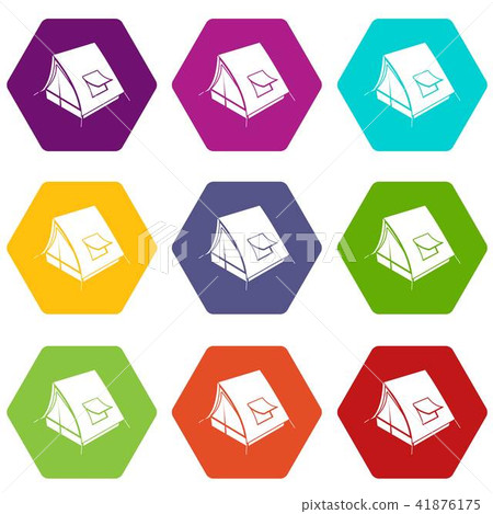 Soviet tent icons set 9 vector 41876175