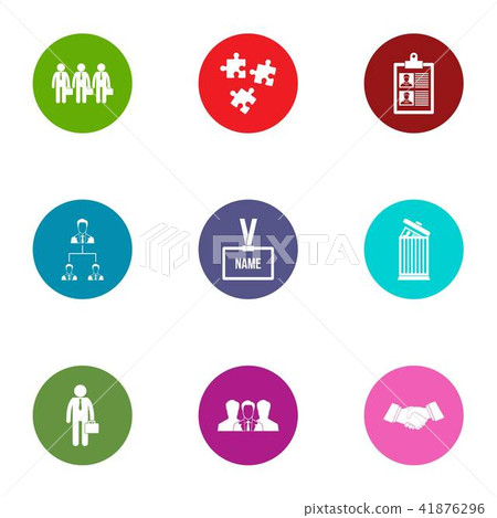 Squad icons set, flat style 41876296