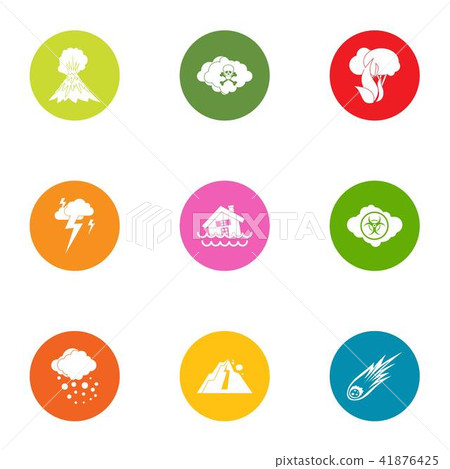 Natural intervention icons set, flat style Natural intervention icons set, flat style 41876425