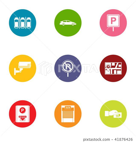 Metropolis parking icons set, flat style Metropolis parking icons set, flat style 41876426