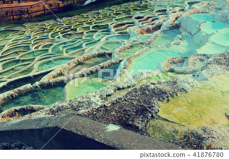 Travertine formations in Egerszalok spa resort Travertine formations in Egerszalok spa resort 41876780