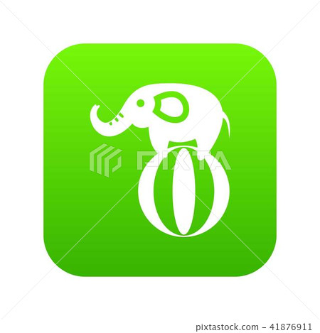 Elephant balancing on a ball icon digital green 41876911