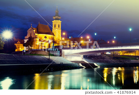 Image of night streets of Gyor in Hungary 41876914