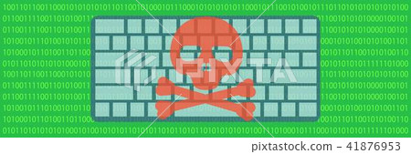 Hacked computer banner horizontal, flat style Hacked computer banner horizontal, flat style 41876953