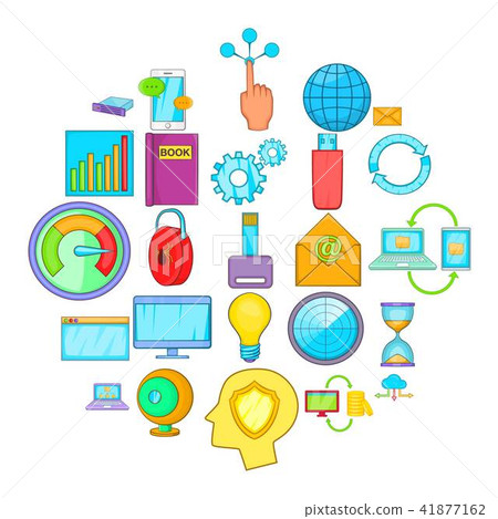 Data request icons set, cartoon style 41877162
