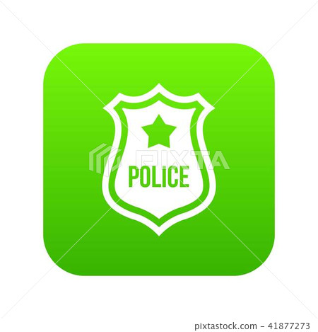Police badge icon digital green 41877273
