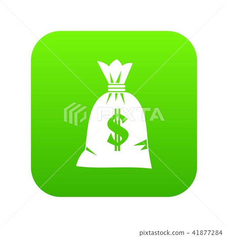Money bag icon digital green 41877284