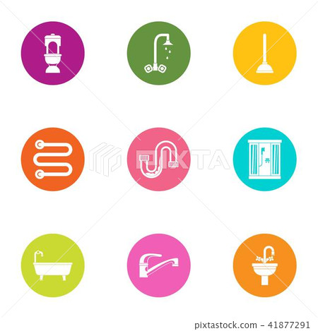 Flush icons set, flat style 41877291