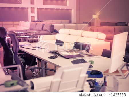 Image of modern workplace in sofas store 41877523