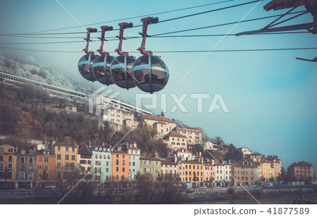 View of French Alps and Grenoble cable car in autumn View of French Alps and Grenoble cable car in autumn 41877589