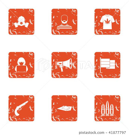 Burglary icons set, grunge style 41877797