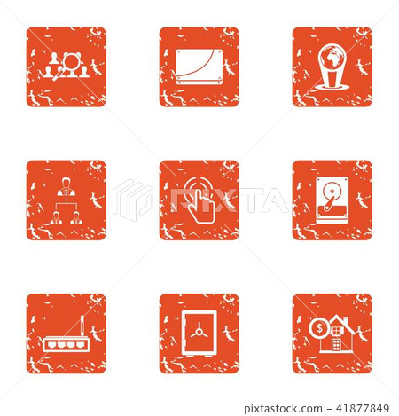 Command search icons set, grunge style 41877849