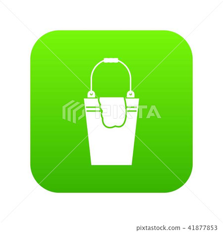 Bucket and rag icon digital green Bucket and rag icon digital green 41877853