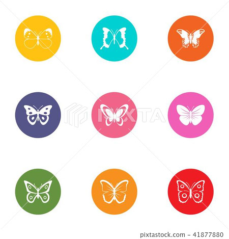 Night butterfly icons set, flat style Night butterfly icons set, flat style 41877880