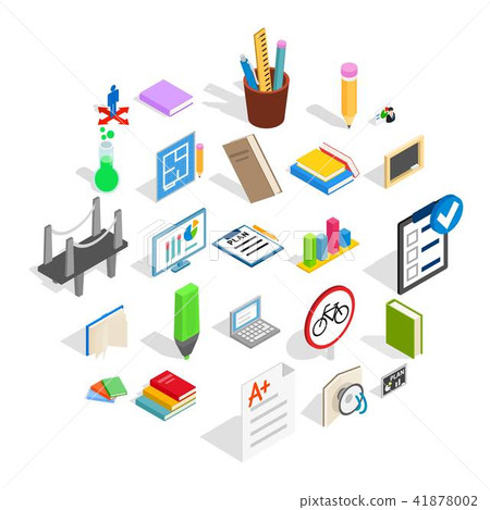 College house icons set, isometric style 41878002