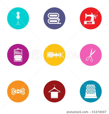 Stitch icons set, flat style 41878007