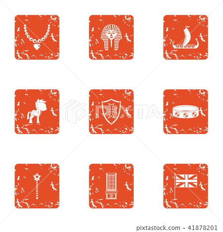 Grave icons set, grunge style 41878201