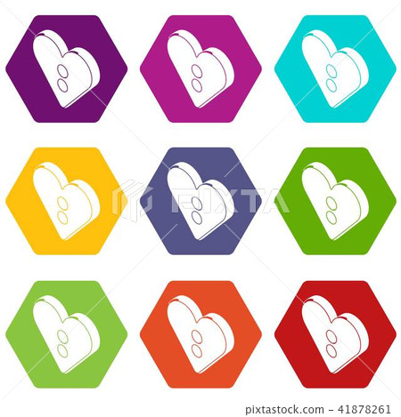 Heart clothes button icons set 9 vector 41878261
