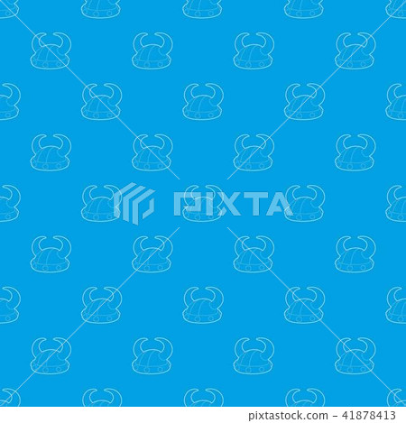 Horned helmet pattern vector seamless blue Horned helmet pattern vector seamless blue 41878413