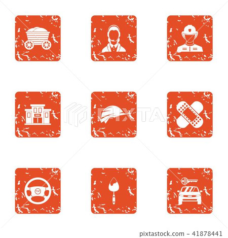 Labour service icons set, grunge style Labour service icons set, grunge style 41878441