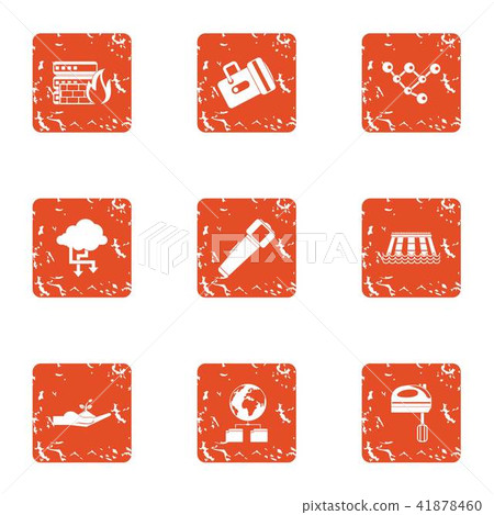 Structural data icons set, grunge style Structural data icons set, grunge style 41878460