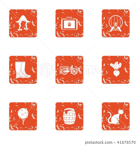 Rural life icons set, grunge style 41878570