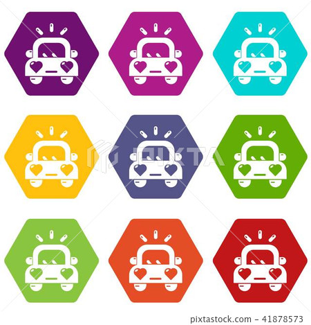 Wedding car icons set 9 vector 41878573