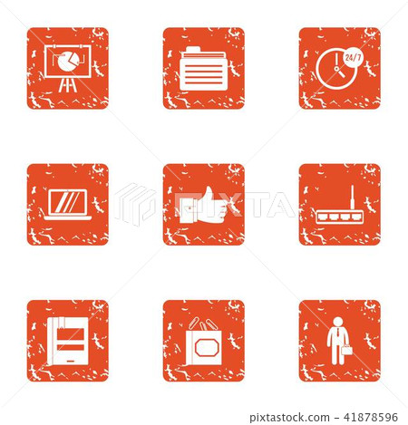 Coaching icons set, grunge style 41878596