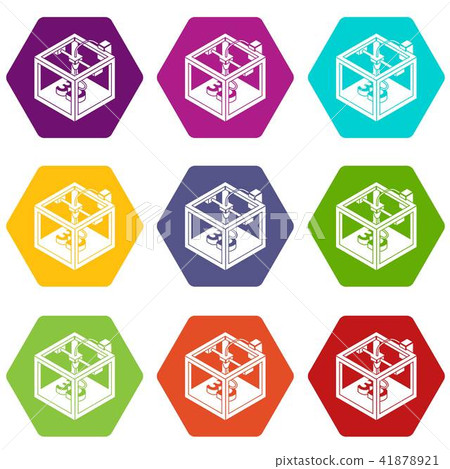 Three d printer icons set 9 vector Three d printer icons set 9 vector 41878921