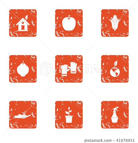 Shrub icons set, grunge style 41878931