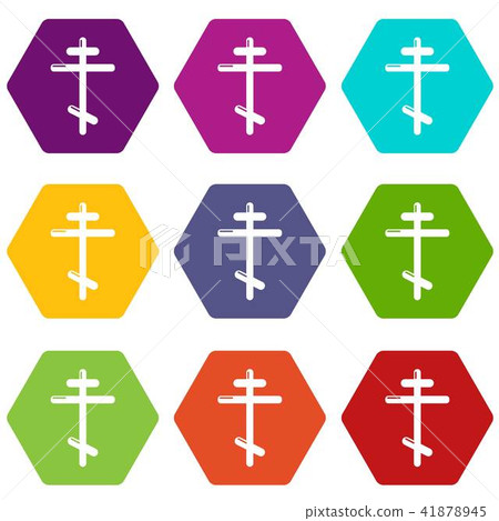 Orthodox cross icons set 9 vector Orthodox cross icons set 9 vector 41878945