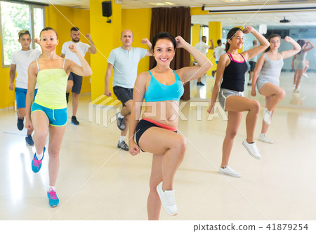 Group are dancing aerobics 41879254