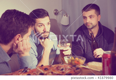 Three anxious men discussing problems 41879980