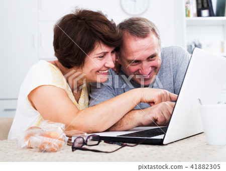 Senior couple with laptop 41882305