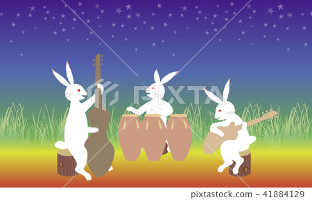 Wild animal caricature rabbit plays light music Wild animal caricature rabbit plays light music 41884129