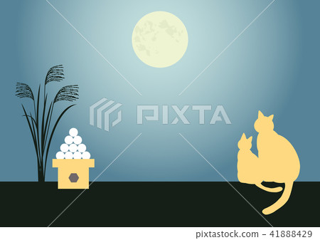 Kittens and parents cats moon viewing 41888429