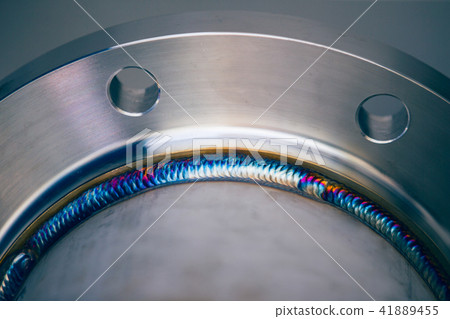 Steel weld joined pipe to plate by arc welding  41889455