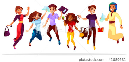 College students jumping up vector illustration 41889681