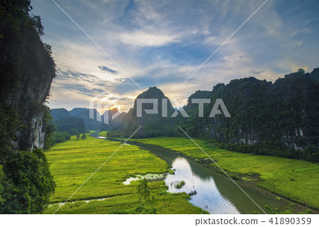 Tam Coc, Ninh Binh in rice harvest season Tam Coc, Ninh Binh in rice harvest season 41890359
