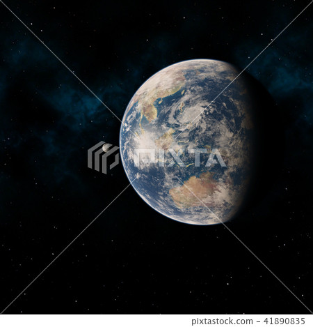 Burning Earth and Moon CG permingCG 1800701 Illustration Material 41890835