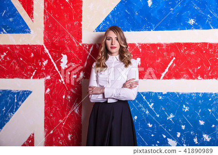 girl in the studio posing in front of a photo  41890989